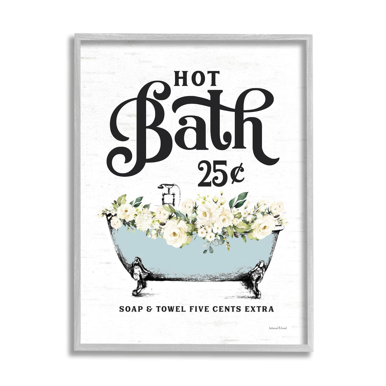 Stupell Industries Hot Bath Vintage Advertisement White Floral Blue Tub Framed Wall Art